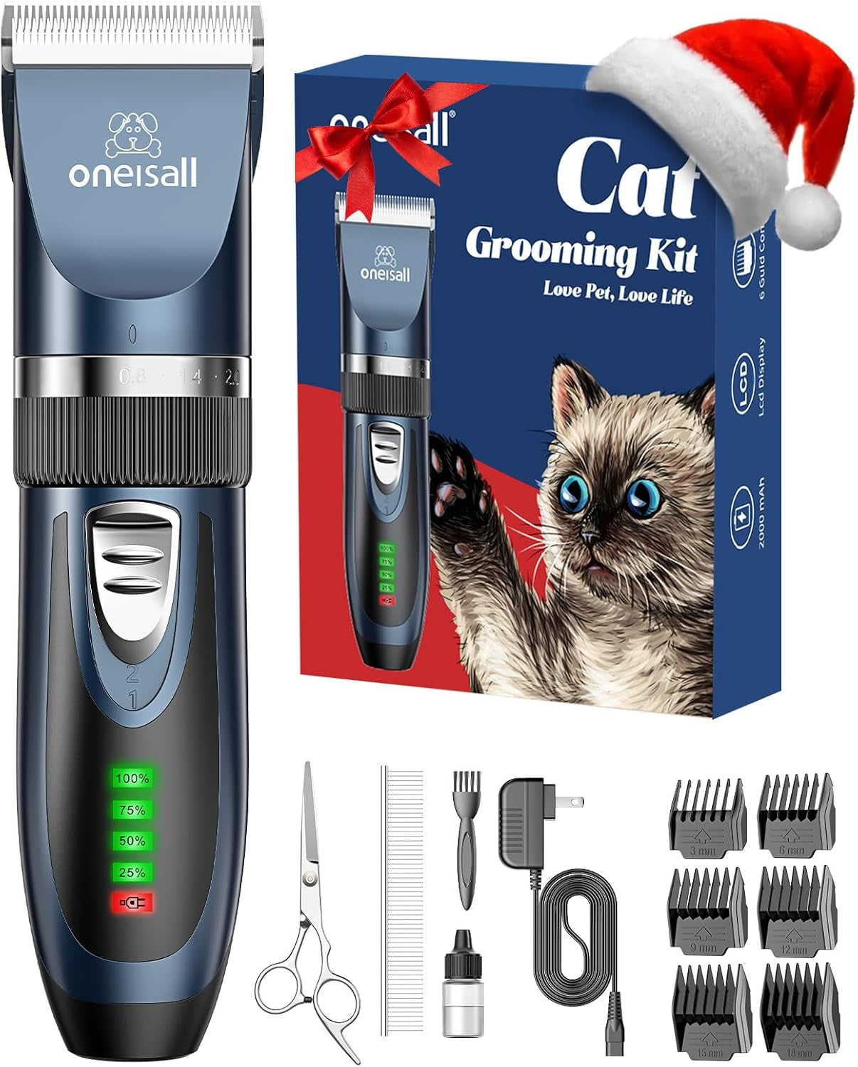 Cat Clippers for Matted Hair, Quiet Cat Shaver for Long Hair, Cordless Cat Hair Trimmer for Grooming, 2 Speed Pet Shaver Cat Grooming Kit for Cats Small Dogs Animals (Blue)