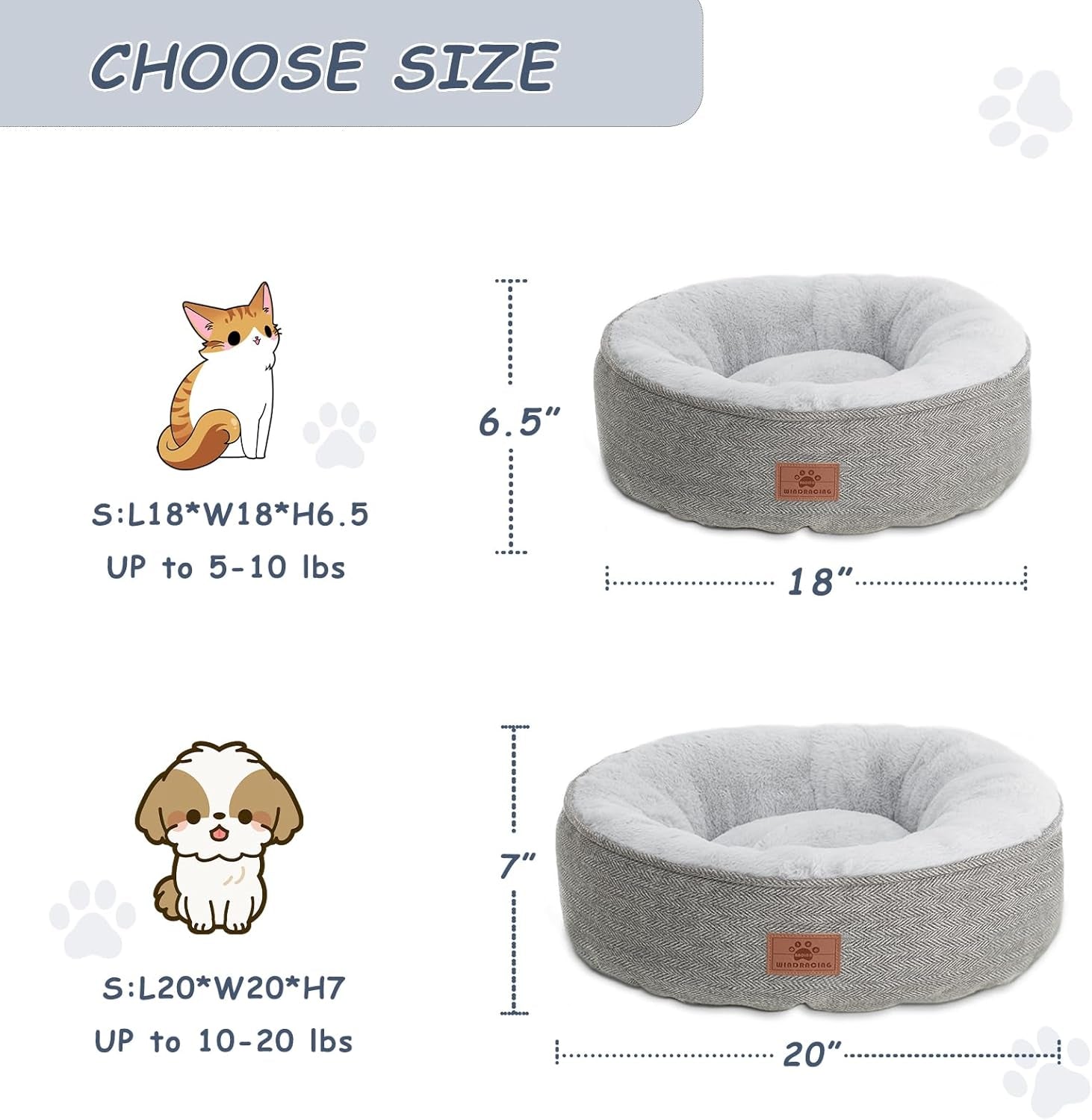 Dog Bed for Extra Small Dogs Breeds,Cat Bed,Puppy Kennel Bed, Comfy Durable Pet Sleeping Bed, Deluxe Plush Dog Crate Beds,Washable Roun Dog Bed & Non-Slip Bottom, Size 18" L X 18" W X 6.5" Th