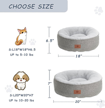 Dog Bed for Extra Small Dogs Breeds,Cat Bed,Puppy Kennel Bed, Comfy Durable Pet Sleeping Bed, Deluxe Plush Dog Crate Beds,Washable Roun Dog Bed & Non-Slip Bottom, Size 18" L X 18" W X 6.5" Th