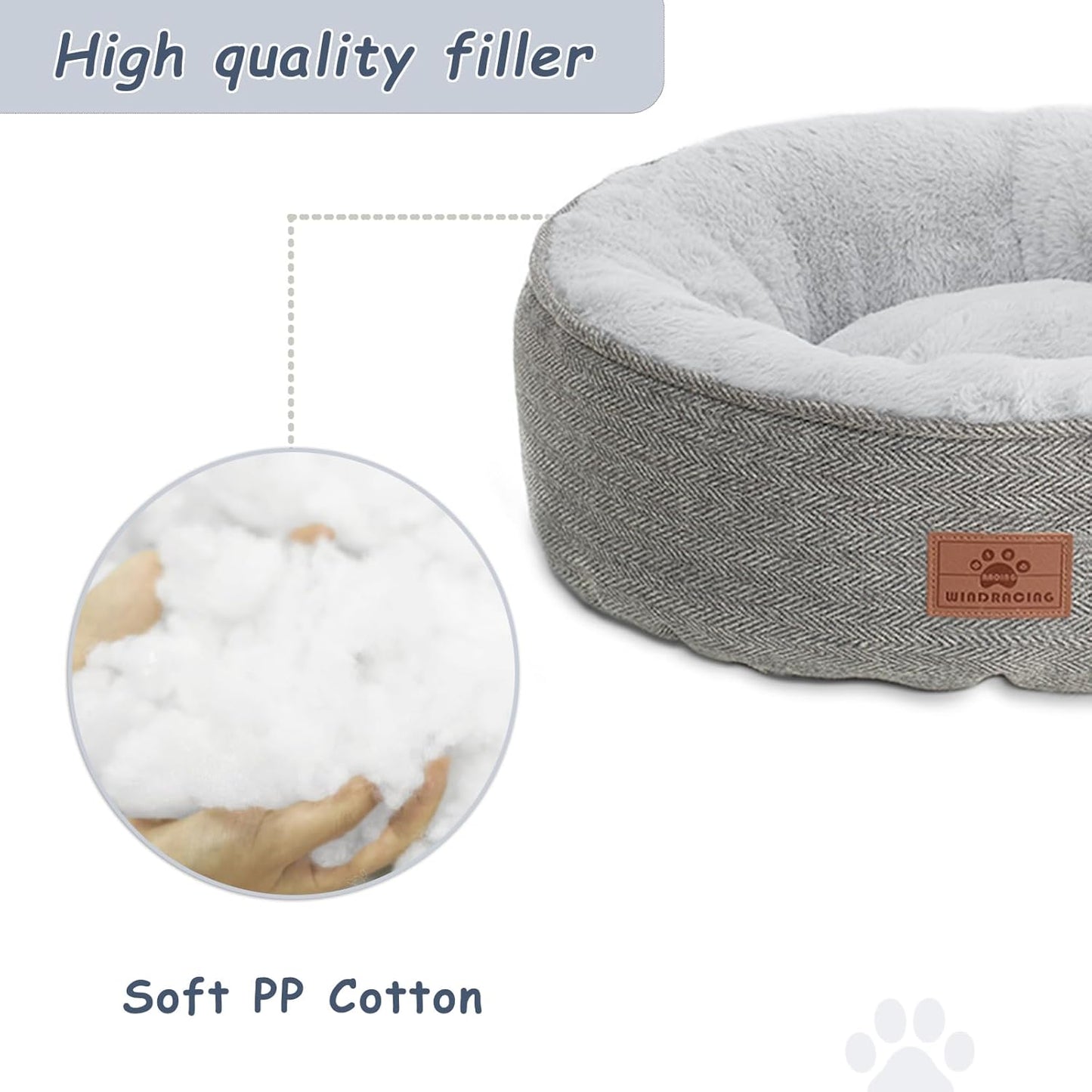 Dog Bed for Extra Small Dogs Breeds,Cat Bed,Puppy Kennel Bed, Comfy Durable Pet Sleeping Bed, Deluxe Plush Dog Crate Beds,Washable Roun Dog Bed & Non-Slip Bottom, Size 18" L X 18" W X 6.5" Th