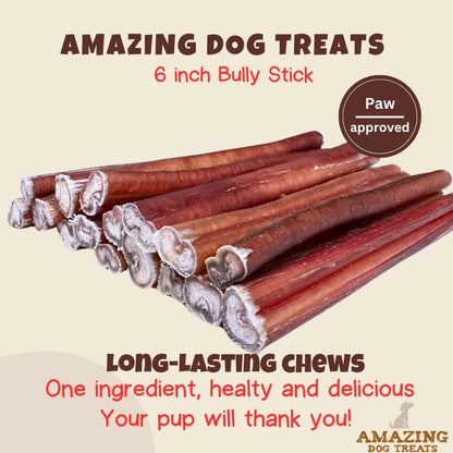 - 6 Inch Bully Sticks Medium Size (25 Pcs/Pack) - Bully Stick Dog Chews - Long Lasting Bully Sticks for Small to Medium Dogs - Large Bully Stick Dog Bones - No Hide Dog Bones